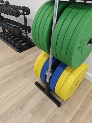 Rack Soporte Discos y Barras Olímpicas 6 niveles