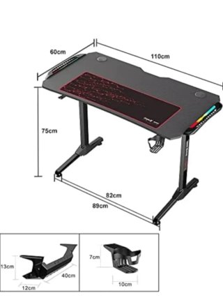 Mesa Gaming Negra Fibra de Carbono