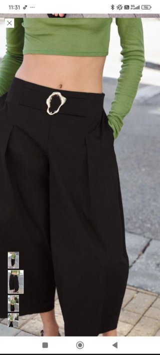 Pantalón Zara Barrel S Negro Con Etiqueta