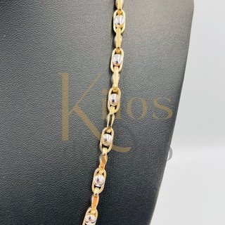 CADENA BARBATE CLAVOS BICOLOR. Oro 18K.