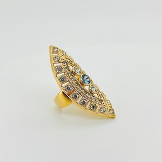 LANZADERA XXL 3 PIEDRA AZUL. Oro 18k. Peso: 10,20g