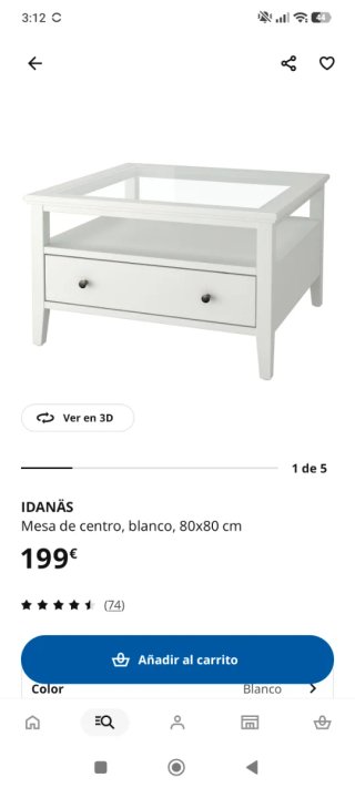 Mesa centro IKEA IDANÄS blanca 80x80
