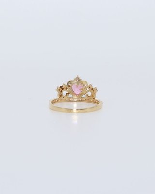 ANILLO CORONA CON CIRCONITAS ROSA. Oro 18k