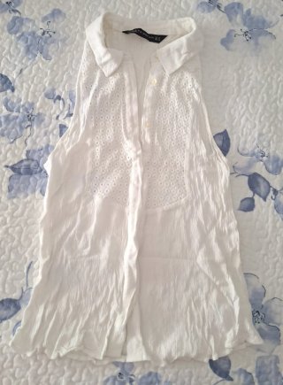 Blusa Zara sin mangas bordada