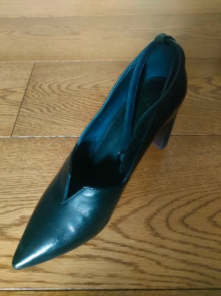Scarpe pelle nera con tacco cm 9