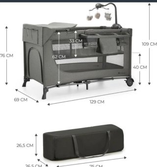 Cuna plegable Kindercraft gris + colchon Ikea