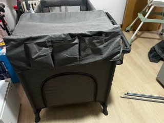 Cuna plegable Kindercraft gris + colchon Ikea