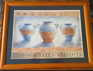 Lámina moderna vasijas azul y marrón