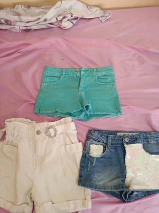 Lote 3 Pantalones Cortos Niña T7-8 (128cm)