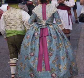 Traje de Fallera Niña Azul y Blanco