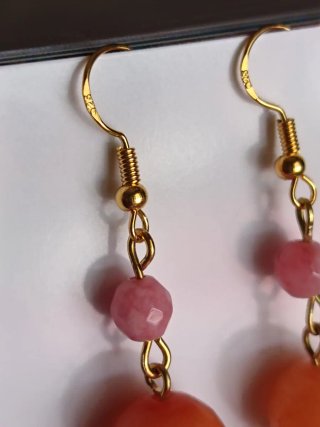 Orecchini artigianali agata arancione e rosa
