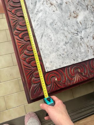 Mesa auxiliar vintage madera tallada mármol