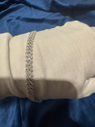 Pulsera Cubana Plata 925 Baño Oro Blanco 6mm