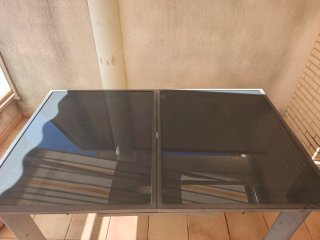 Mesa de terraza extensible cristal y metal