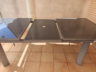 Mesa de terraza extensible cristal y metal