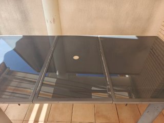 Mesa de terraza extensible cristal y metal