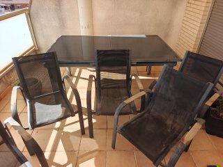 Mesa de terraza extensible cristal y metal