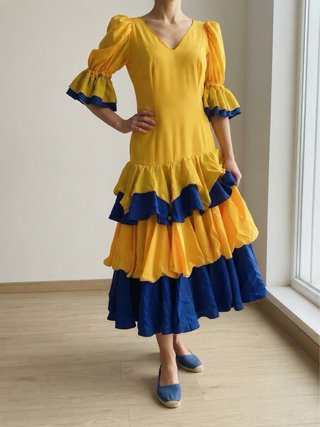 317 XXL Talla 44 Traje Rociera Amarillo y Azul