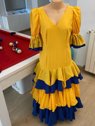 317 XXL Talla 44 Traje Rociera Amarillo y Azul