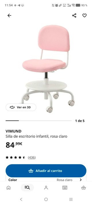 Silla escritorio rosa niña Ikea