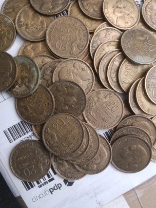 Lote de 63 monedas de 20 Francos 1950 (Gallo)