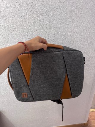 Mochila Maletín Portátil Gris y Marrón