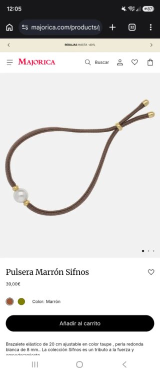 Pulsera Majorica elástica perla plata y baño de or