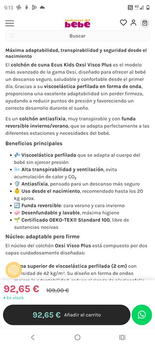 Cuna Micuna blanca con osito + colchón