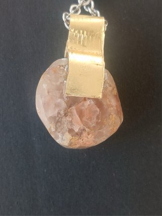 Collar semiprecioso natural piedra rosa