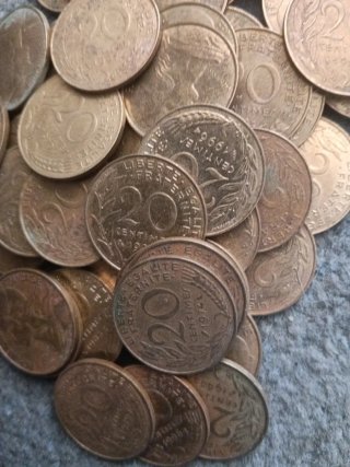 Lote 58 monedas 20 francos franceses