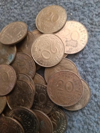 Lote 58 monedas 20 francos franceses
