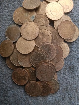 Lote 58 monedas 20 francos franceses