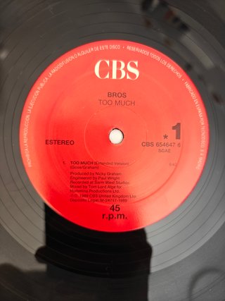 Bros - Too Much 12' Vinilo Europop 1989