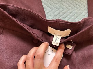Pantalón H&M Wide Leg Lino Burdeos T.36
