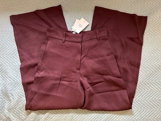Pantalón H&M Wide Leg Lino Burdeos T.36