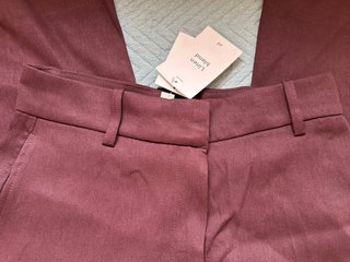 Pantalón H&M Wide Leg Lino Burdeos T.36
