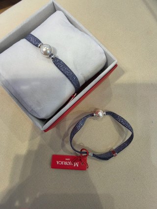 Pulsera elásrica brillante azul Majorica