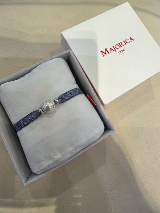 Pulsera elásrica brillante azul Majorica