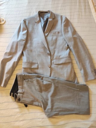 Traje Mango Gris Cuadros