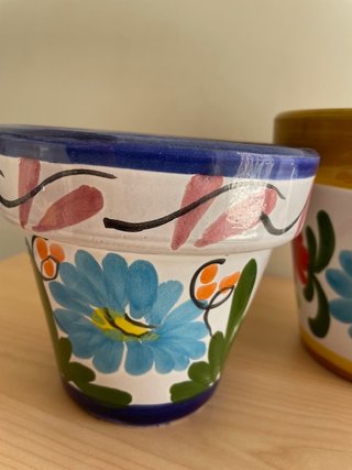 Juego de 3 macetas de cerámica decoradas