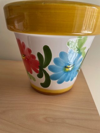 Juego de 3 macetas de cerámica decoradas