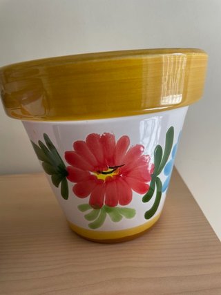 Juego de 3 macetas de cerámica decoradas