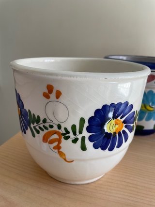Juego de 3 macetas de cerámica decoradas