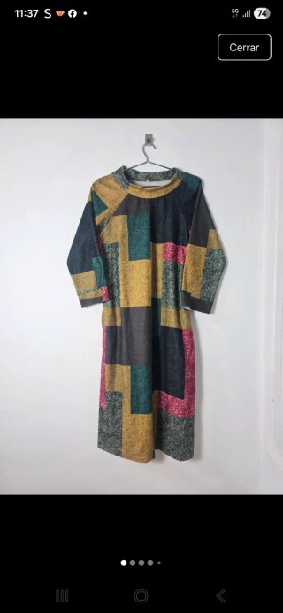 Vestido Midi Vintage Estampado Geométrico