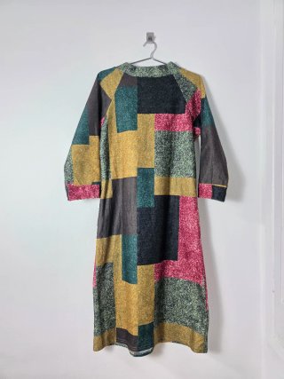 Vestido Midi Vintage Estampado Geométrico