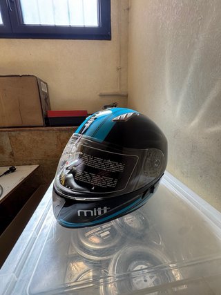 Casco Moto MITT Negro y Azul TALLA M