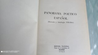 Libro Panorama poético español del 39 al 64.