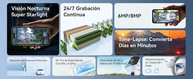 Fotocamera di Sorveglianza 6MP WiFi Solare Esterna 10000mAh