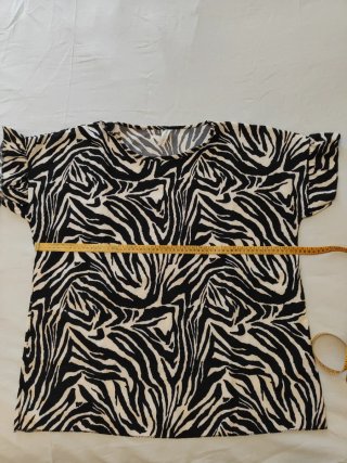 T-shirt zebrata donna nera/bianca