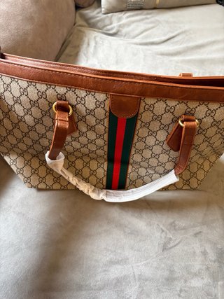 Bolso Tote Gucci Marrón y Beige con Neceser